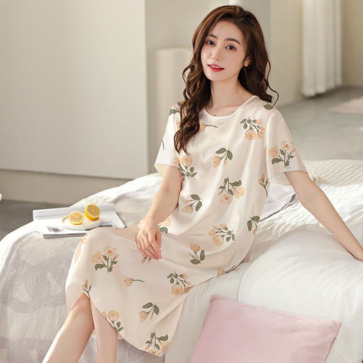 冰丝睡衣薄款凉爽丝绸睡裙外穿家居服加大码DSJ-2201 商品图2