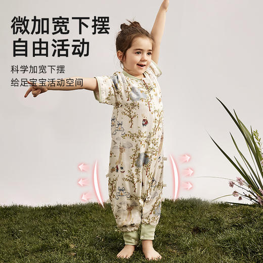 imomoto  婴儿分腿睡袋竹棉纱布春秋款儿童新生儿四季通用防惊跳防踢被神器 商品图6