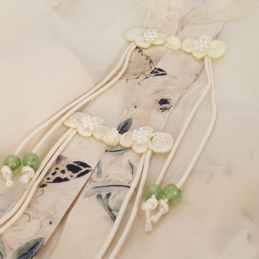 PF874斯尔丽2024新款新中式国风盘扣半透外套配水墨吊带连衣裙套装 商品图4