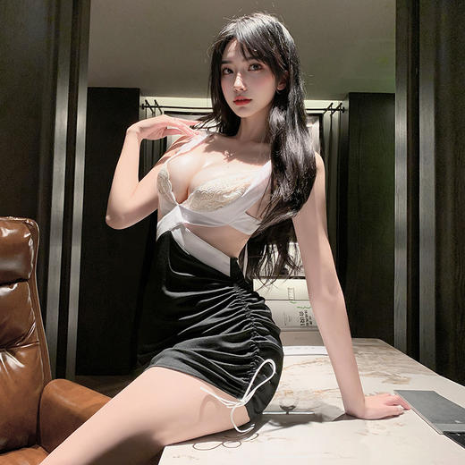 霏慕风情万种深V露胸秘书装6233 包臀短裙女主播网红性感情趣内衣夫妻刺激制服性感睡衣浴睡袍 商品图4