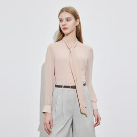 scofield通勤必备设计感飘带纯色长袖衬衫