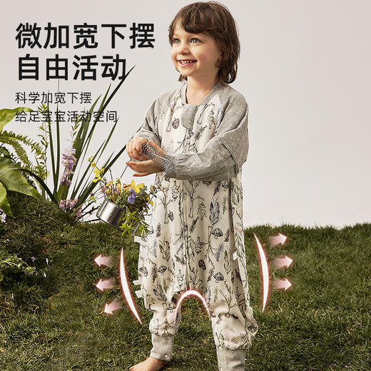 imomoto  婴儿分腿睡袋竹棉纱布春秋款儿童新生儿四季通用防惊跳防踢被神器 商品图2