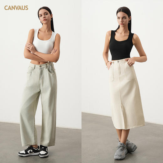 【内穿外搭】CANVAUS 女士圆领带胸垫吊带背心VS407A（3色可选） 商品图2