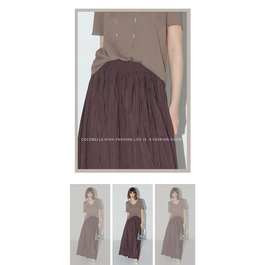 COCOBELLA重工5米压褶大摆半身裙女工装风伞裙遮胯长裙HS7027B 商品图3