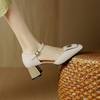 新中式方头一字带粗跟凉鞋不掉跟5.5CM浅口百搭高跟-CC 商品缩略图5