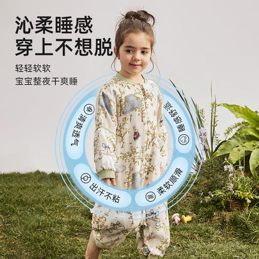 imomoto  婴儿分腿睡袋竹棉纱布春秋款儿童新生儿四季通用防惊跳防踢被神器 商品图4