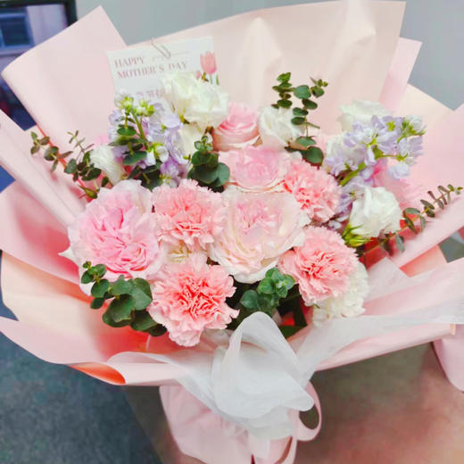 见花则喜花束 7朵洛神玫瑰+4朵粉色康乃馨(可备注送货日期） 商品图2