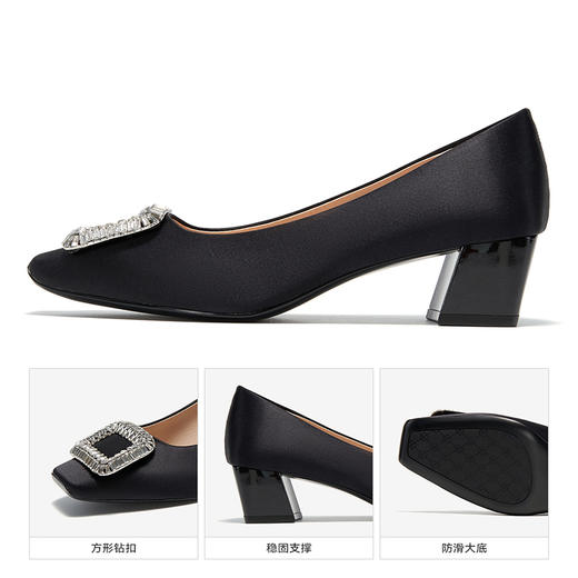 星期六经典方头钻扣粗跟单鞋SSC3111465 商品图13