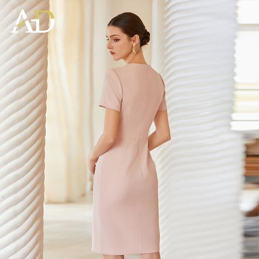 AD设计感方领西装连衣裙女洋气粉色职业装法式开叉包臀裙知性短裙 商品图4