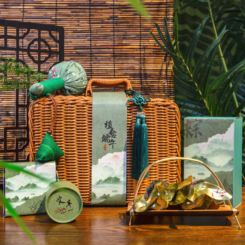羽诗制造出品 植愈端午粽子养生锤四方如意香盒艾草盘香礼盒套装