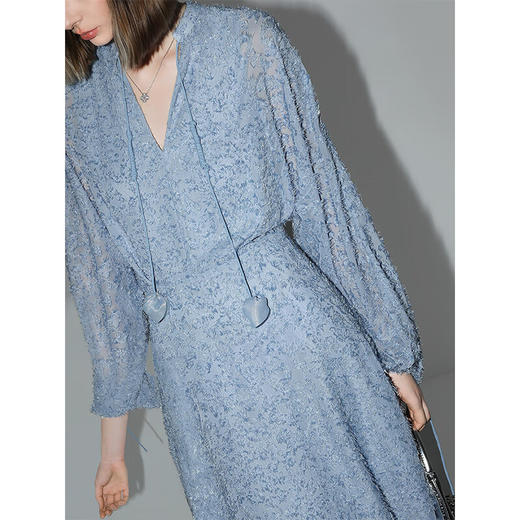 【限时秒杀】COCOBELLA名媛风提花流苏连衣裙夏修饰腰线大摆茶歇裙FR3025 商品图2