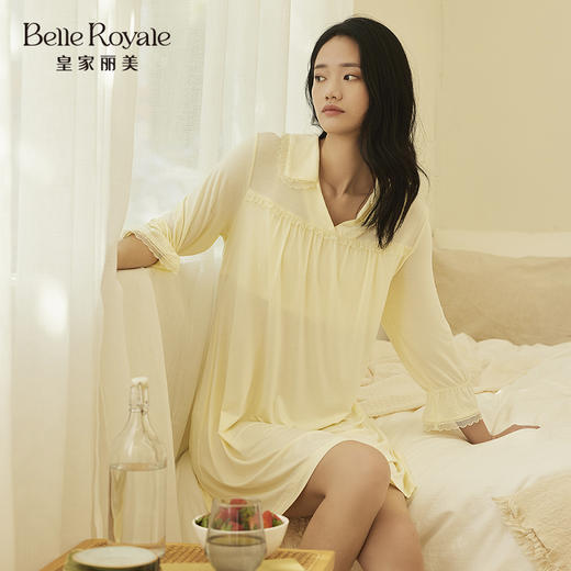 夏季轻薄优可丝高级感设计睡裙蕾丝花边家居服女V领JJQ9112 商品图3