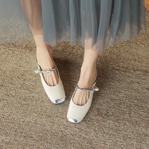 新中式真皮穆勒拖粗跟女3CM国风百搭包头拖夏季外穿 商品图2