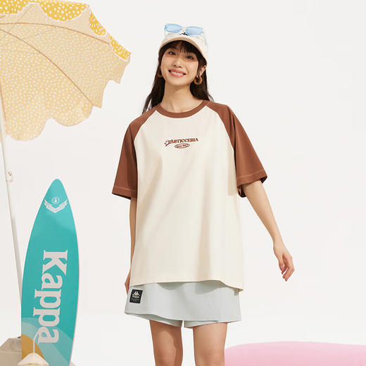 卡帕（Kappa）短袖2024新款男女夏撞色插肩T恤休闲字母半袖K0EW2TD22 商品图0