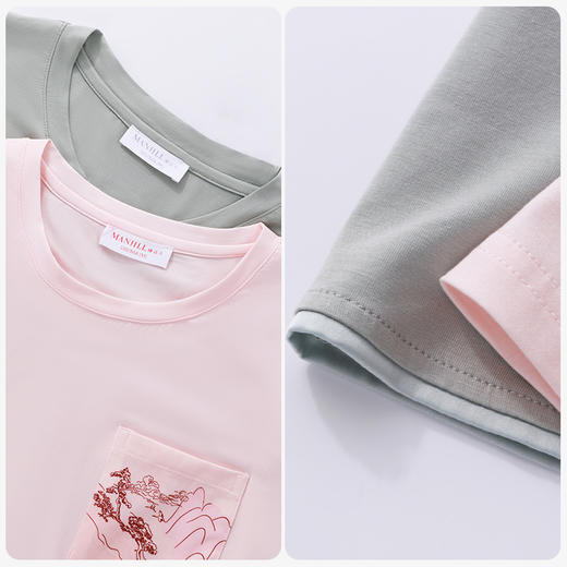 【商场同款】熳洁儿 情侣家居服莫棉水墨画短袖短裤套装休闲舒适可外穿24203218/24203918 商品图4