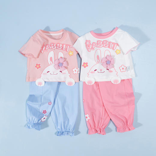 贝贝怡童装女童夏季套装两件套可爱t恤长裤儿童洋气夏装女孩衣服 商品图7