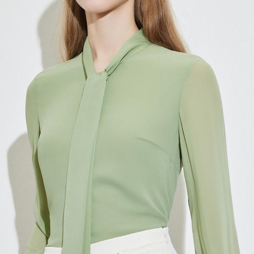 scofield通勤必备设计感飘带纯色长袖衬衫 商品图3