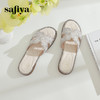 Safiya/索菲娅2024夏小香风露趾软底外穿仙女珍珠平底一字拖鞋 SF42110419 商品缩略图4