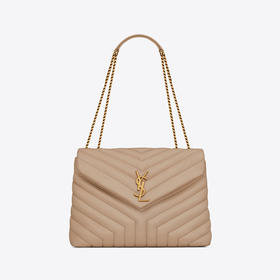 SAINT LAURENT 圣罗兰 女士LOULOU中号V形绗缝皮革单肩包 卡其色 574946 DV727 2721