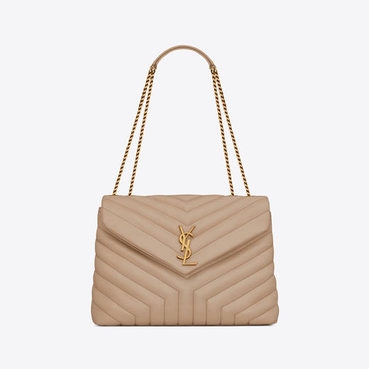 SAINT LAURENT 圣罗兰 女士LOULOU中号V形绗缝皮革单肩包 卡其色 574946 DV727 2721 商品图0