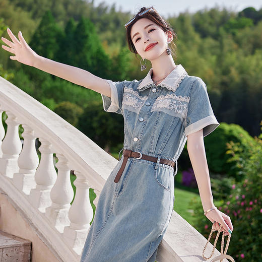 休闲复古国风牛仔连衣裙，韩版宽松裙子潮HR-SUYUE1519 商品图3