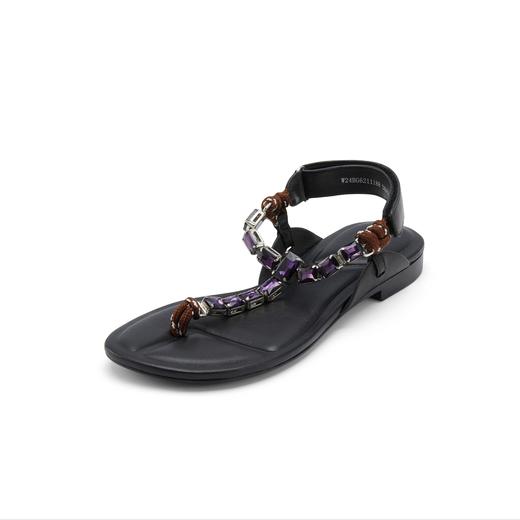 westory夏季新款法式优雅平底低跟凉鞋露脚趾外穿凉鞋W24BG62111 商品图2