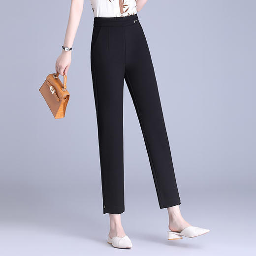 宽松简约通勤修身时尚小西裤松紧腰MYX-C9615-L 商品图1