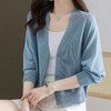 夏季新款【V领针织开衫 】女装薄款冰丝宽松防晒外套 短款长袖空调衫外搭 商品缩略图2