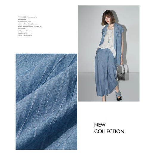 【限时特惠】COCOBELLA古法木兰炒色压褶马夹夏轻薄双排扣通勤马甲WS3001 商品图2