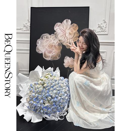 【大货捡漏，不退不换】  【清风绘梦】高级感刺绣提花堆褶设计收腰吊带连衣裙 商品图0