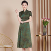 上海旗袍厂改良版墨绿色旗袍女2024新款夏季中长款日常可穿修身新中式连衣裙 商品缩略图1