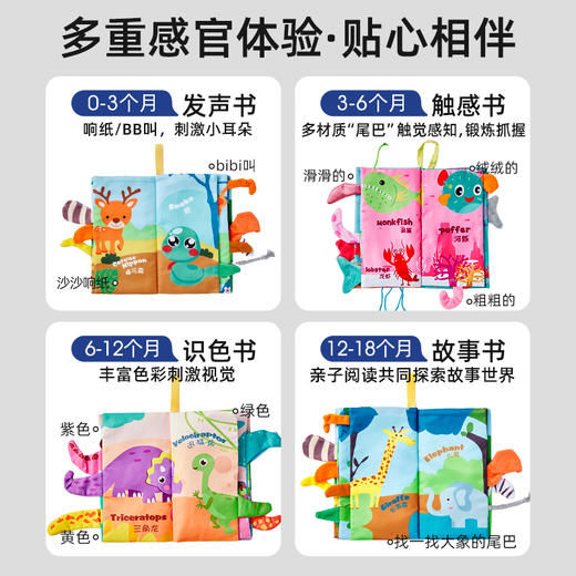imomoto 尾巴布书幼儿宝宝婴儿撕不烂可啃咬早教0-6个月认知益智玩具0-1岁 商品图4