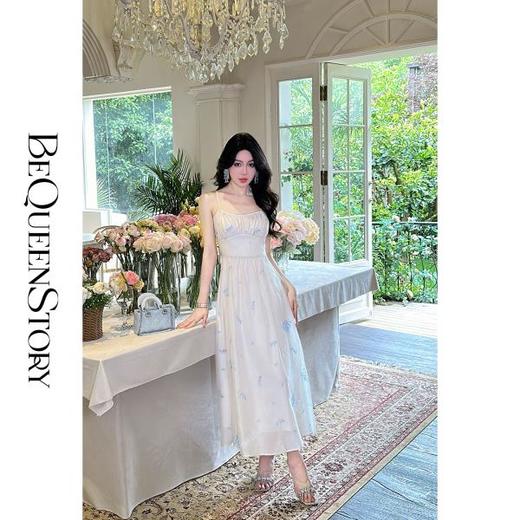 【大货捡漏，不退不换】  【清风绘梦】高级感刺绣提花堆褶设计收腰吊带连衣裙 商品图3