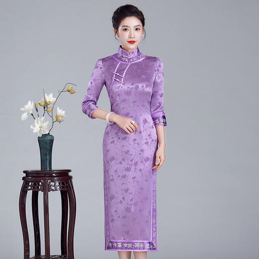 LHS-A33新款绣花复古民国风立领旗袍新中式国风改良日常气质连衣裙高级感 商品图0