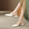 【单鞋】方头粗跟凉鞋夏时尚不累脚2024新款法式一字带5.5CM 商品缩略图2