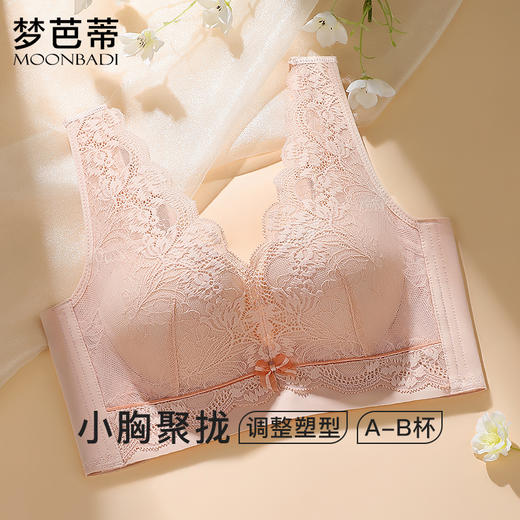 梦芭蒂小胸聚拢内衣女蕾丝减压美背文胸无钢圈上托胸罩如思浅月 商品图0