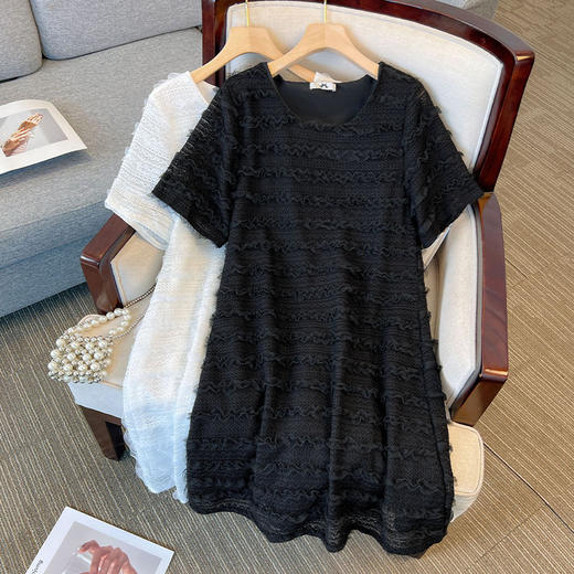 【120-350斤大码女装】夏季法式蕾丝连衣裙 胖妹妹直筒中长裙 商品图1