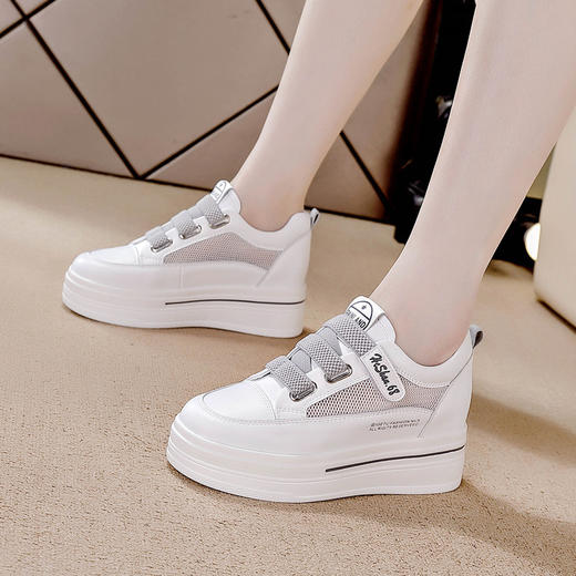 内增高真皮小白鞋休闲鞋魔术贴XM 商品图1