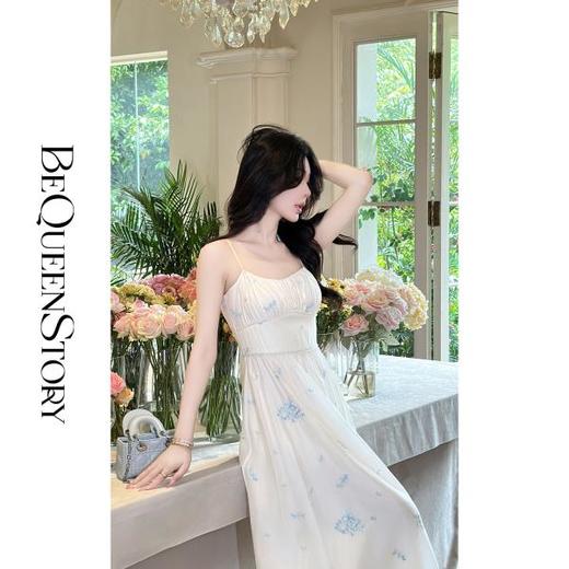 【大货捡漏，不退不换】  【清风绘梦】高级感刺绣提花堆褶设计收腰吊带连衣裙 商品图2