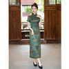 SKY58老上海复古民族风长款人丝宽边旗袍2024夏季新款改良中式绿色旗袍 商品缩略图0