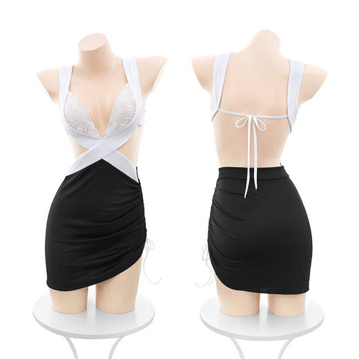 霏慕风情万种深V露胸秘书装6233 包臀短裙女主播网红性感情趣内衣夫妻刺激制服性感睡衣浴睡袍 商品图11