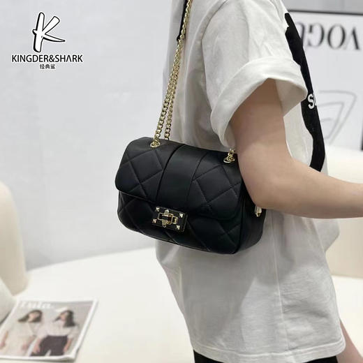 经典鲨2024年夏季新款纯色百搭单肩斜跨链条包KGB31-D286261 商品图5