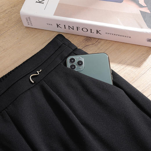 宽松简约通勤修身时尚小西裤松紧腰MYX-C9615-L 商品图3