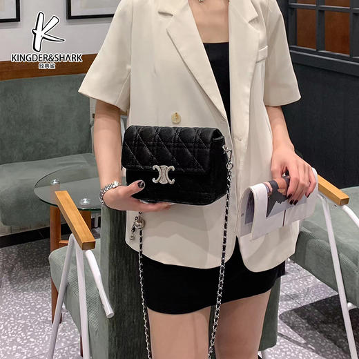 经典鲨2024年夏季新款单肩斜跨简约菱格链条包KGB53-D295031 商品图1