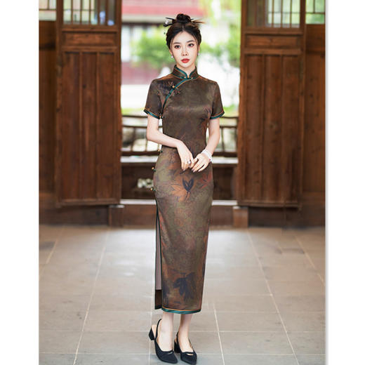 SYK58老上海复古中国风中老年女士大码旗袍2024夏新款改良中式妈妈旗袍 商品图3