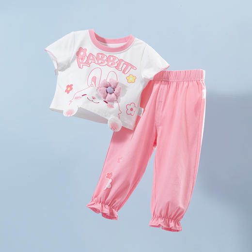 贝贝怡童装女童夏季套装两件套可爱t恤长裤儿童洋气夏装女孩衣服 商品图6
