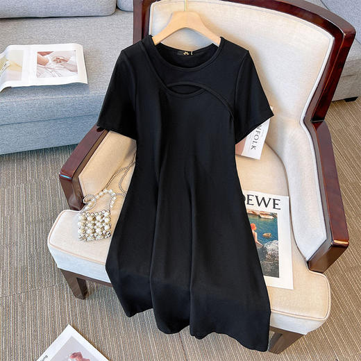 【大码女装夏季新款】胖mm小众设计感短袖连衣裙 120-350斤可穿 商品图2