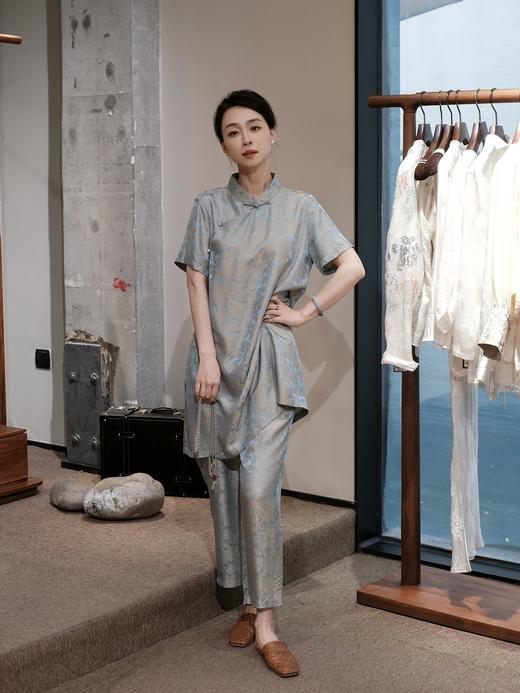 盛唐婧 |提花真丝缎萝卜裤 商品图4