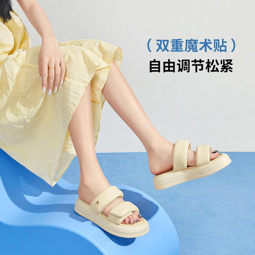 【内购不退不换】骆驼女鞋2025年夏季新款休闲一字拖时尚凉拖鞋厚底增高外穿拖鞋 L24M051634_L23M283123 商品图2
