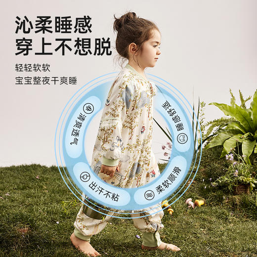 imomoto  婴儿分腿睡袋竹棉纱布春秋款儿童新生儿四季通用防惊跳防踢被神器 商品图5